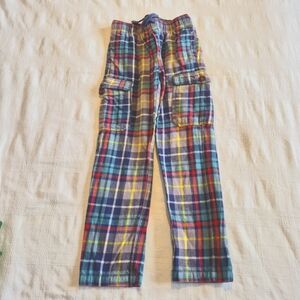 Mini Boden boys size 9 years plaid flannel pull on pants with pockets VGUC